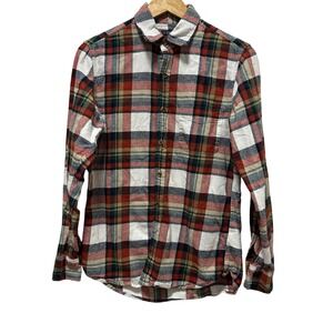 J.Crew Flannel Shirt Mens Small Multicolor Plaid Cotton Re-Imagined Button Down